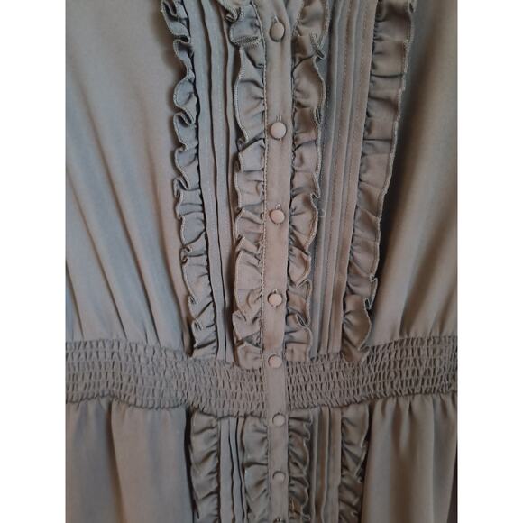 Torrid Button Down Blouse Women's 2X Black Ruffled front Smocked Waist Chiffon - Picture 6 of 15